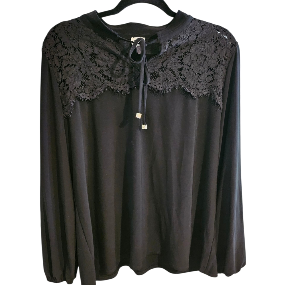 Anne Klein Black Lace Detail Blouse